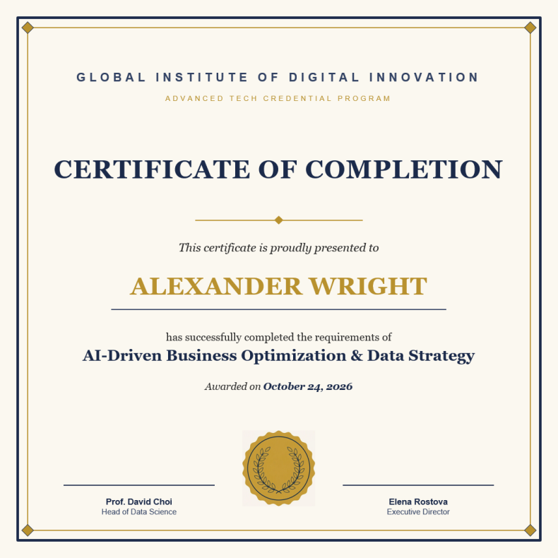 Certificate completed with merzing
